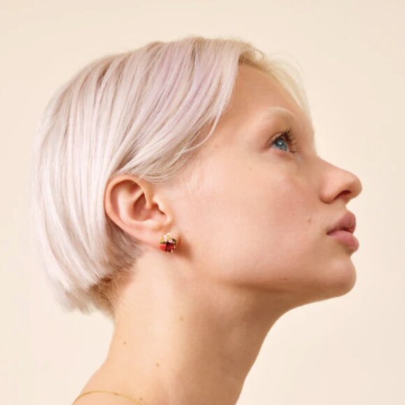 Strawberry and red stone earrings - Picture 7 of 7